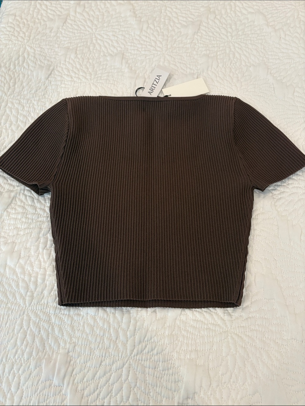 Aritzia Babaton Taupe Contour V-Neck Tank bodysuit and brown crop knit SZ xs NWT - Picture 8 of 9